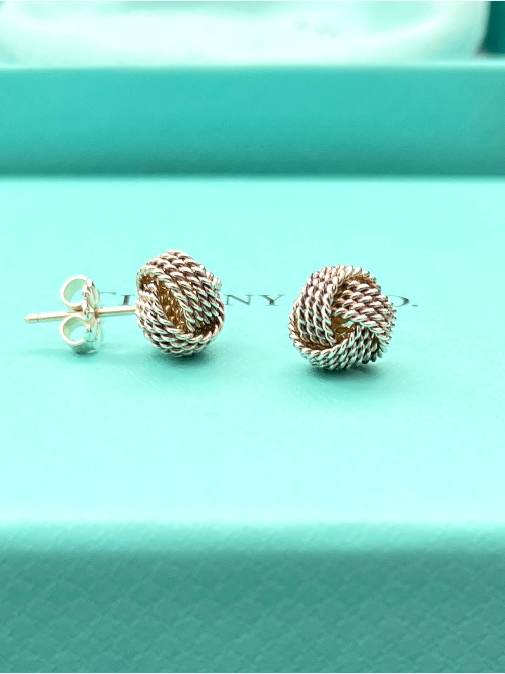 Authentic Tiffany & Co. Sterling Silver Twist Knot Earrings